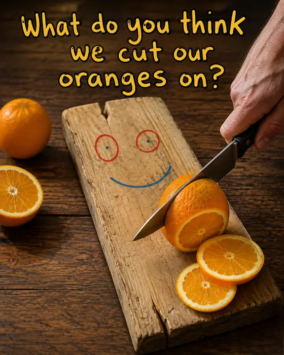 What Do You Think We Cut Our Oranges On?